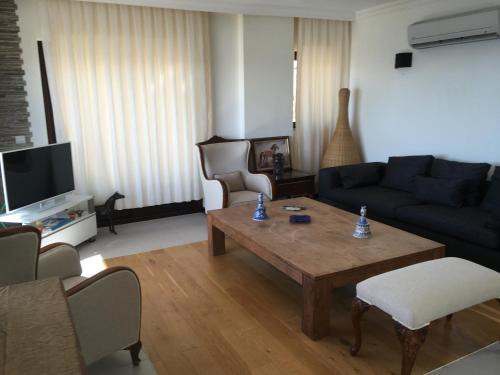 Derya Beach Apartmentにあるテレビまたはエンターテインメントセンター
