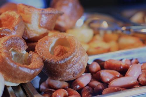 a pile of pretzels and a bunch of beans at Halfway House Inn in Wadebridge