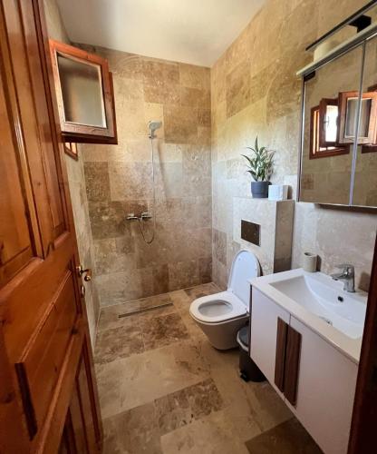 a bathroom with a toilet and a sink at Sofia Villa in Astris