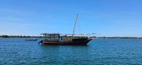 a boat sitting in the middle of the water at PASIFIC OCEAN TOUR's in Wasini Island