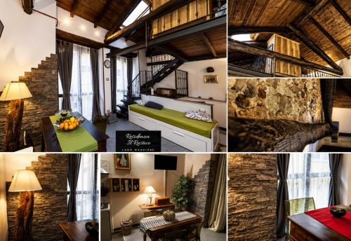 a collage of pictures of a hotel room at Residenza Il Rustico Lago Maggiore in Gravellona Toce