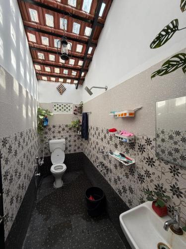 a bathroom with a toilet and a sink at Koppalu Heritage in Vastāra