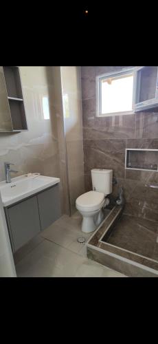 a bathroom with a toilet and a sink at melvina LUX in Pančevo