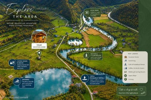 a map of the area of a resort at Kućica na jezeru in Jezero