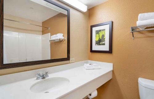 a bathroom with a sink and a mirror at Extended Stay America Suites - Fairfield - Napa Valley in Fairfield