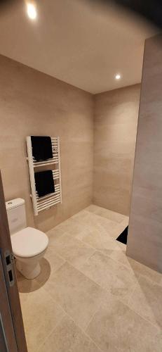 a bathroom with a toilet and a window at L'Arcadia Chambres d'hôtes près de Vaison la Romaine et Mont Ventoux à Crestet in Crestet