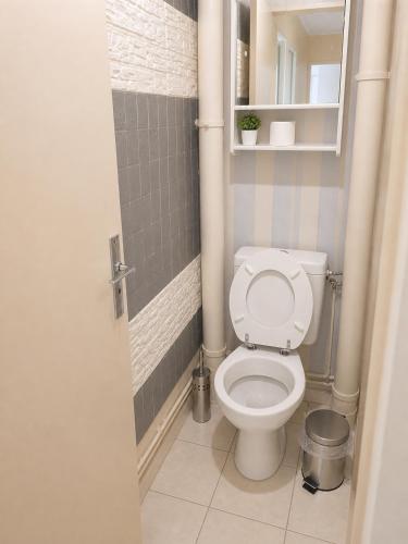 a small bathroom with a toilet and a sink at Prestige appart in Chalon-sur-Saône