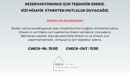a screenshot of a page of a document at AQUA Suite Kemer in Kemer