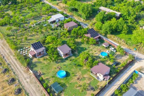 an aerial view of a house with solar panels at Noravank L-and-L in Aghavnadzor
