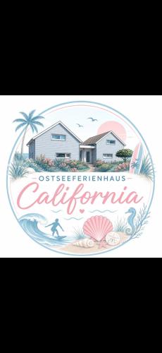 a sign for a house on a beach at Ostseeferienhaus California in Zierow