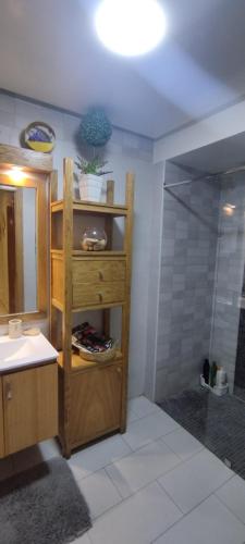 a bathroom with a sink and a shower at infinity by Ghita in Rabat
