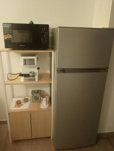 a kitchen with a refrigerator and a microwave at Casa vacanza Contry House Romantic in Grammichele