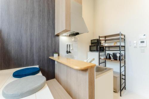 a small kitchen with a counter and a sink at iisa307 in Isahaya