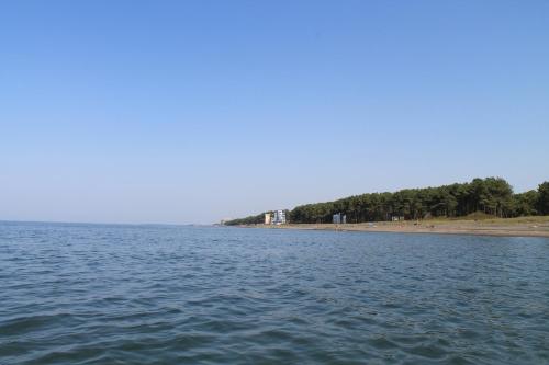 a large body of water with a beach in the background at Guesthouse Mirabela in Shekvetili