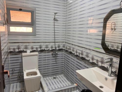 a bathroom with a toilet and a sink at King mariout villa LA FIESTA in Borg El Arab