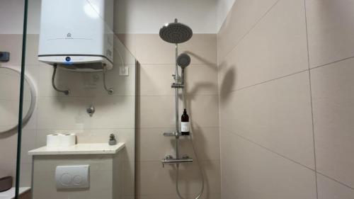 a bathroom with a shower and a sink at Apartmani Alexa 2 in Brist