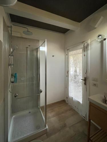 a bathroom with a shower and a sink at BeB La Nociaia in Tavullia