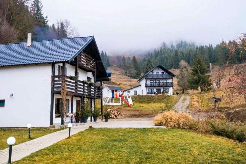 a house on a hill next to a road at Domeniul Barabuc Colibita in Colibiţa
