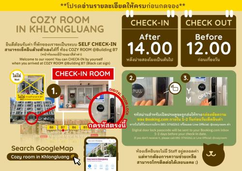 a flyer for a cork room in kalamatown at Cozy room in Khlongluang - Self Check-in in Khlong Luang