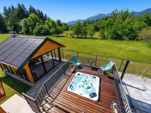 an overhead view of a deck with a hot tub at Chalet Ivica by Interhome in Sveti Rok