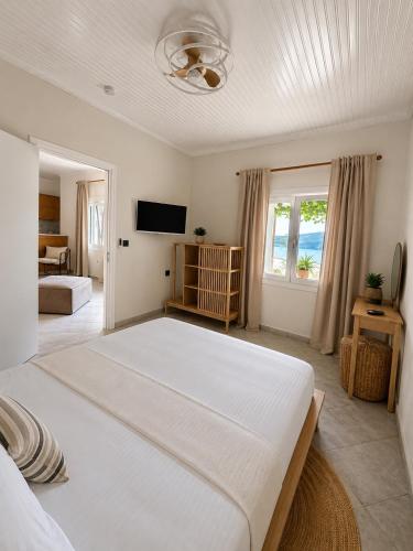 a large bedroom with a large bed and a television at THEONprivehouse in Koinyra