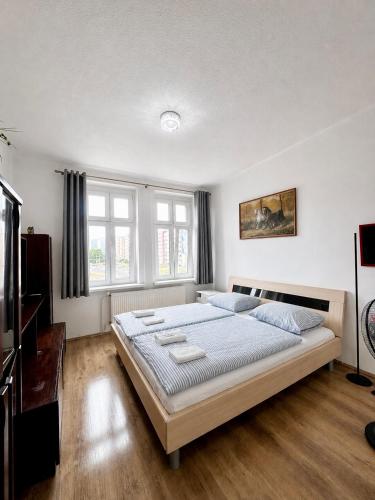 a bedroom with a large bed in a room at Kael Apartment in Teplice