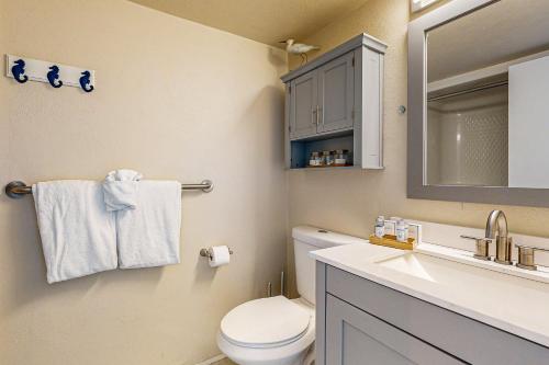 a bathroom with a toilet and a sink and a mirror at MA221 The Tropical Cove 329 in Marathon