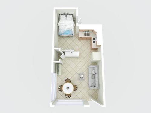 a floor plan of a room with a bed at Astronaut Motel in Wildwood Crest