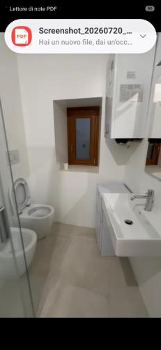 ein weißes Badezimmer mit Toilette und Waschbecken in der Unterkunft Il Nido delle Marche in Sarnano