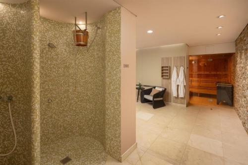 a bathroom with a walk in shower and a walk in closet at Hilton Garden Inn Davos in Davos