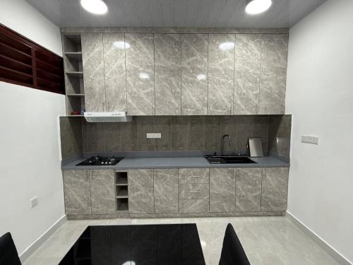 a kitchen with a sink and a counter at Daisy Stay Dhaandhoo in Nilandhoo