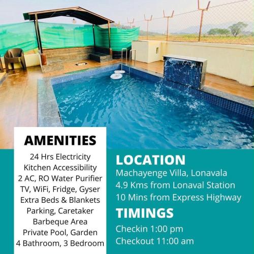 an advertisement for a swimming pool in a flyer at Paradise Villa in Lonavala