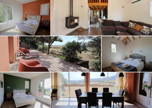 a collage of photos of a living room and a house at Villa A Liccia - Piscine & Vue Maquis - 8 Pers in Figari
