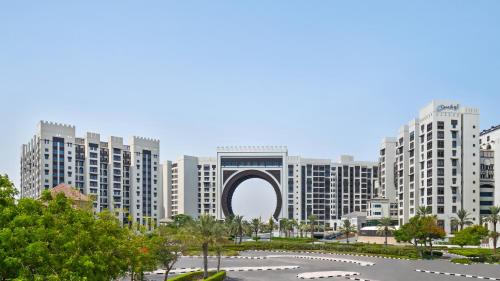 a view of a city with tall buildings at Oaks Ibn Battuta Gate Dubai in Dubai