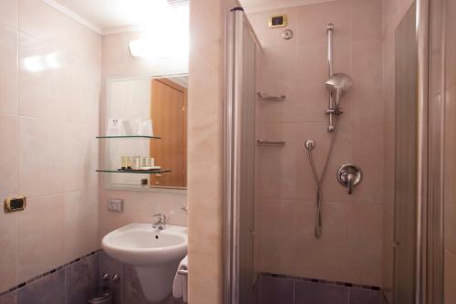 a bathroom with a shower and a sink at Euroterme in Bagno di Romagna