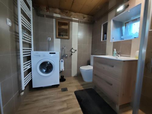 a bathroom with a washing machine and a sink at Liki Niki Spa in Gospić
