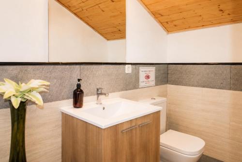 a bathroom with a sink and a toilet at Refugio La Presa in Chulilla