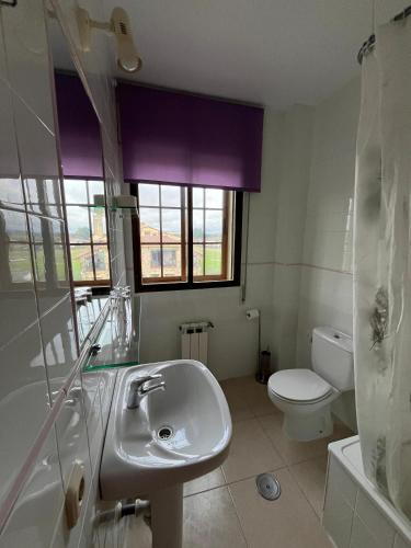 a bathroom with a sink and a toilet at Hotel Carvajal in Torrejón el Rubio