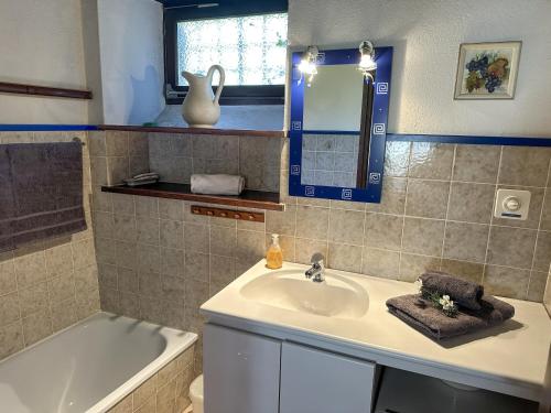 a bathroom with a sink and a bath tub at Al Torchio by Fewotessin in Riazzino