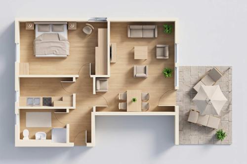 a rendering of a floor plan at Waldsiedlung Waldhaus App 4.1 in Korswandt