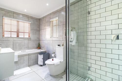 a bathroom with a toilet and a sink and a shower at Mon Rêve Estate in Cape Town