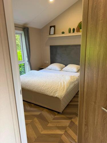 a bedroom with a bed and a window at Zonnestraal in Harderwijk