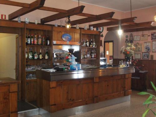 a bar in a room with a lot of alcohol at Albergo Breglia in Plesio