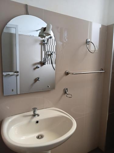 a bathroom with a sink and a mirror at Dil Apartments 2 in Mount Lavinia