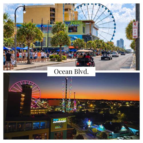 two pictures of a city with a ferris wheel at Yachtsman S406 2 BR in Myrtle Beach