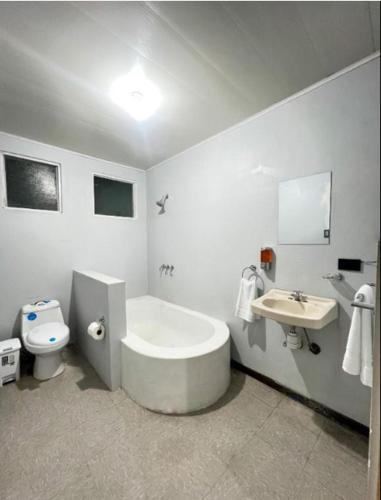 a bathroom with a tub and a toilet and a sink at Zenora Suites in San José