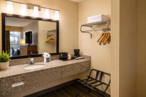 a bathroom with a sink and a mirror at Chattanooga Heritage Inn in Silverdale