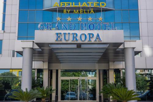 a building with a sign that reads grand florence europa at Shkodër Grand Hotel Europa, Affiliated by Meliá in Shkodër