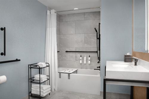a bathroom with a sink and a tub and a sink at Embassy Suites by Hilton Birmingham Hoover in Birmingham