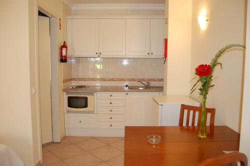 Η κουζίνα ή μικρή κουζίνα στο Canavial I & II Apartamentos